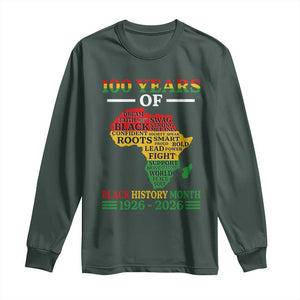 100 Years Of Black History Month Long Sleeve Shirt Centennial Of Black Culture TS11 Dark Forest Green Print Your Wear
