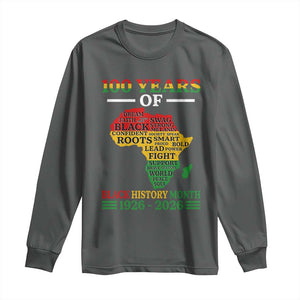 100 Years Of Black History Month Long Sleeve Shirt Centennial Of Black Culture TS11 Dark Heather Print Your Wear