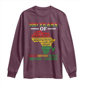 100 Years Of Black History Month Long Sleeve Shirt Centennial Of Black Culture TS11 Maroon Print Your Wear