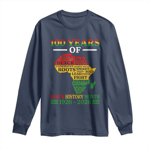 100 Years Of Black History Month Long Sleeve Shirt Centennial Of Black Culture TS11 Navy Print Your Wear