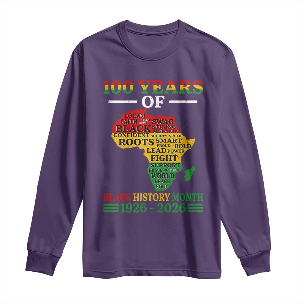 100 Years Of Black History Month Long Sleeve Shirt Centennial Of Black Culture TS11 Purple Print Your Wear