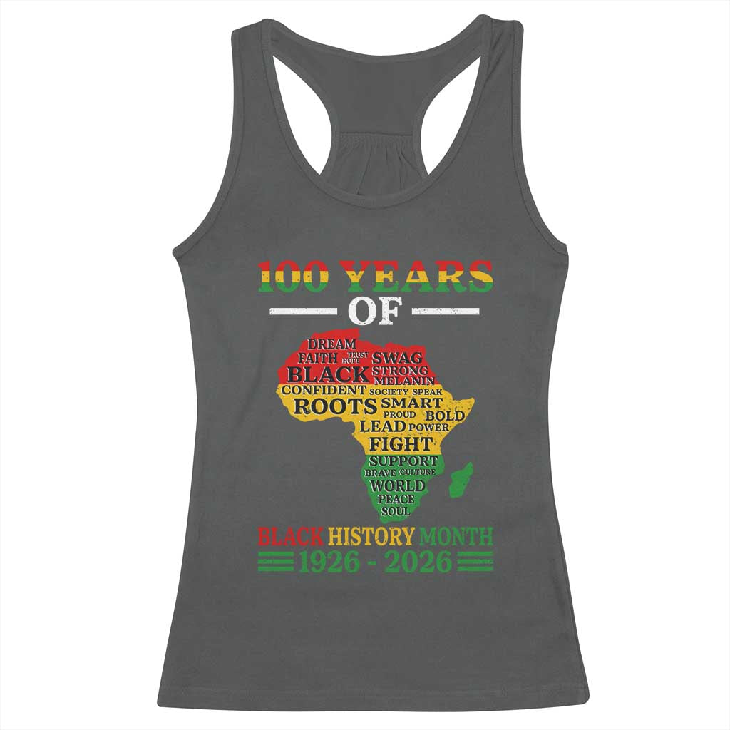 100 Years Of Black History Month Racerback Tank Top Centennial Of Black Culture TS11 Dark Heather Print Your Wear