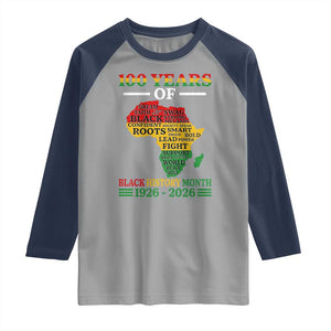 100 Years Of Black History Month Raglan Shirt Centennial Of Black Culture TS11 Sport Gray Navy Print Your Wear