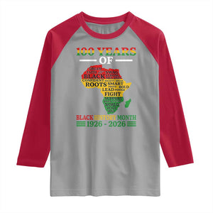 100 Years Of Black History Month Raglan Shirt Centennial Of Black Culture TS11 Sport Gray Red Print Your Wear