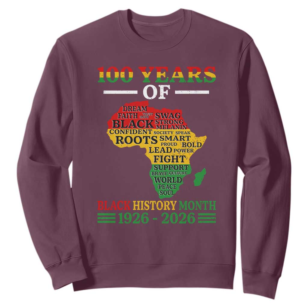100 Years Of Black History Month Sweatshirt Centennial Of Black Culture TS11 Maroon Print Your Wear