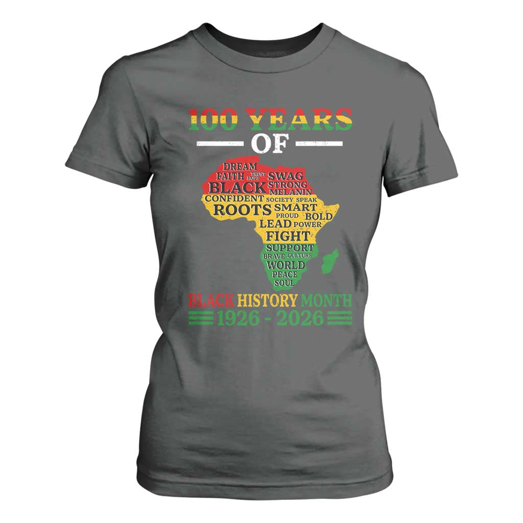 100 Years Of Black History Month T Shirt For Women Centennial Of Black Culture TS11 Dark Heather Print Your Wear
