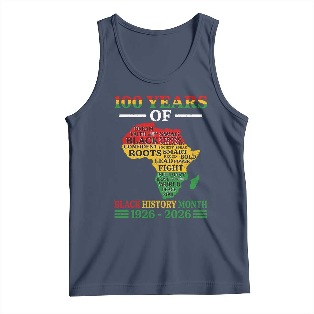 100 Years Of Black History Month Tank Top Centennial Of Black Culture TS11 Navy Print Your Wear