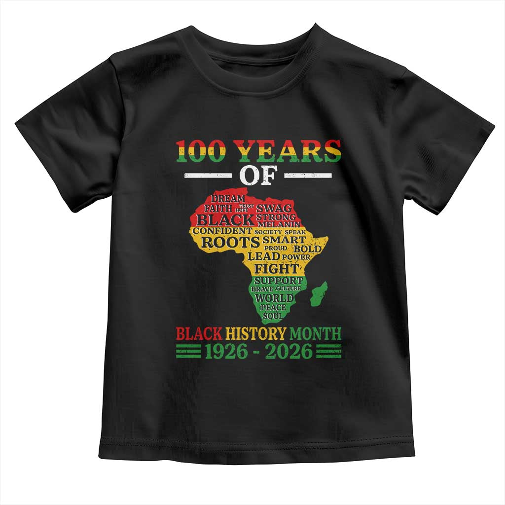 100 Years Of Black History Month Toddler T Shirt Centennial Of Black Culture TS11 Black Print Your Wear