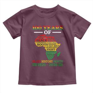100 Years Of Black History Month Toddler T Shirt Centennial Of Black Culture TS11 Maroon Print Your Wear