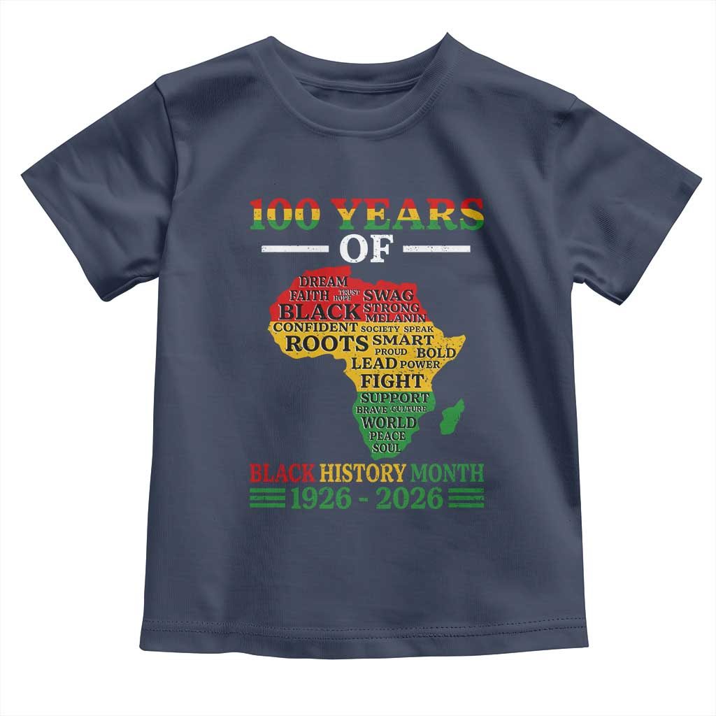 100 Years Of Black History Month Toddler T Shirt Centennial Of Black Culture TS11 Navy Print Your Wear