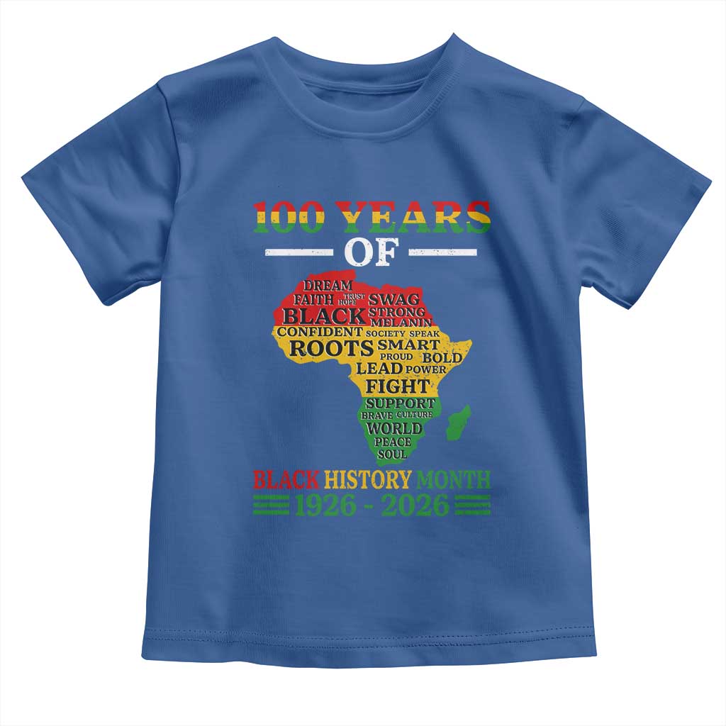100 Years Of Black History Month Toddler T Shirt Centennial Of Black Culture TS11 Royal Blue Print Your Wear