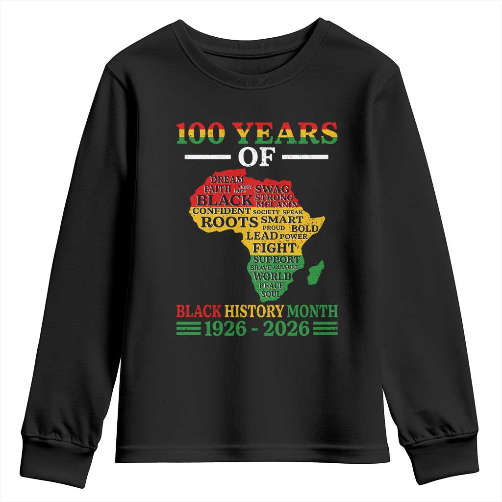 100 Years Of Black History Month Youth Sweatshirt Centennial Of Black Culture TS11 Black Print Your Wear