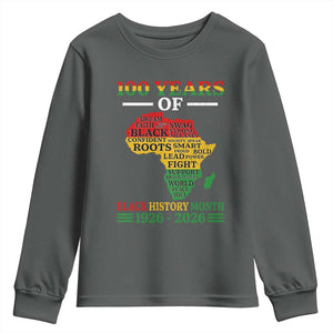100 Years Of Black History Month Youth Sweatshirt Centennial Of Black Culture TS11 Dark Heather Print Your Wear