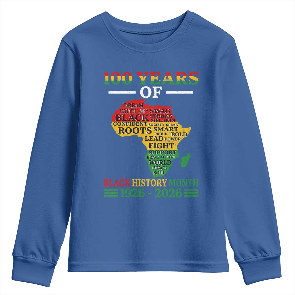 100 Years Of Black History Month Youth Sweatshirt Centennial Of Black Culture TS11 Royal Blue Print Your Wear