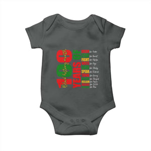 100 Years Of Black History Baby Onesie African American Historical Figures African American Teacher TS11 Dark Heather Print Your Wear