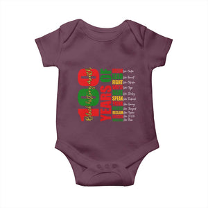 100 Years Of Black History Baby Onesie African American Historical Figures African American Teacher TS11 Maroon Print Your Wear