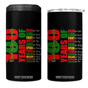 100 Years Of Black History 4 in 1 Can Cooler Tumbler African American Historical Figures African American Teacher TS11 One Size: 16 oz Black Print Your Wear
