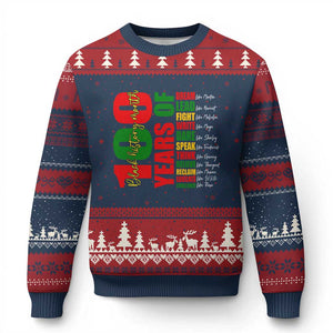 100 Years Of Black History Ugly Christmas Sweater African American Historical Figures African American Teacher TS11 Navy Red Print Your Wear