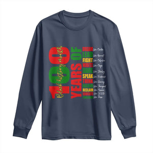 100 Years Of Black History Long Sleeve Shirt African American Historical Figures African American Teacher TS11 Navy Print Your Wear
