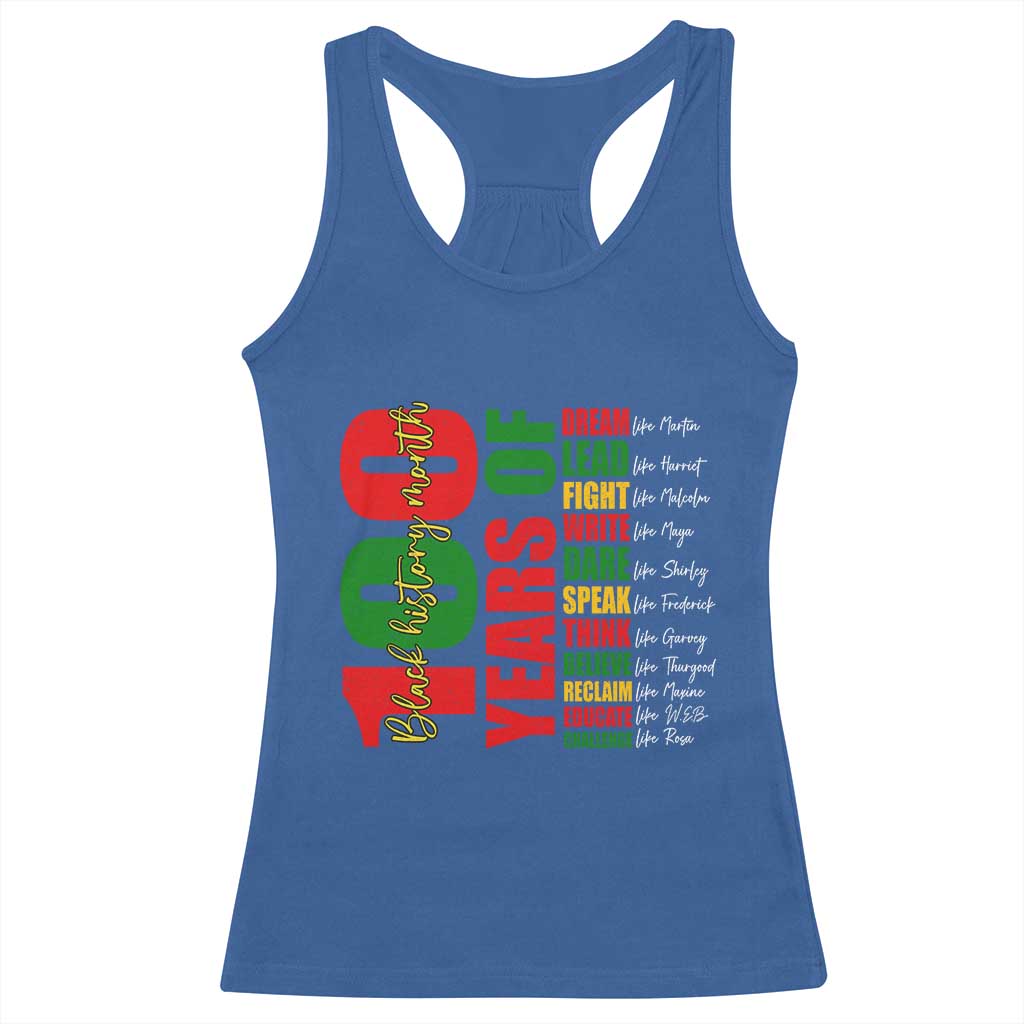 100 Years Of Black History Racerback Tank Top African American Historical Figures African American Teacher TS11 Royal Blue Print Your Wear
