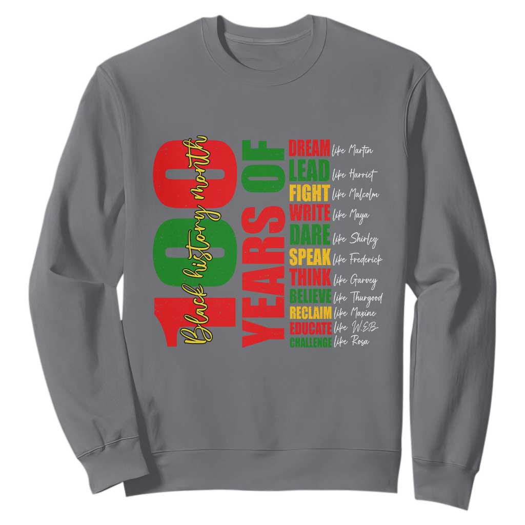 100 Years Of Black History Sweatshirt African American Historical Figures African American Teacher TS11 Charcoal Print Your Wear