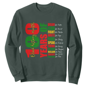 100 Years Of Black History Sweatshirt African American Historical Figures African American Teacher TS11 Dark Forest Green Print Your Wear