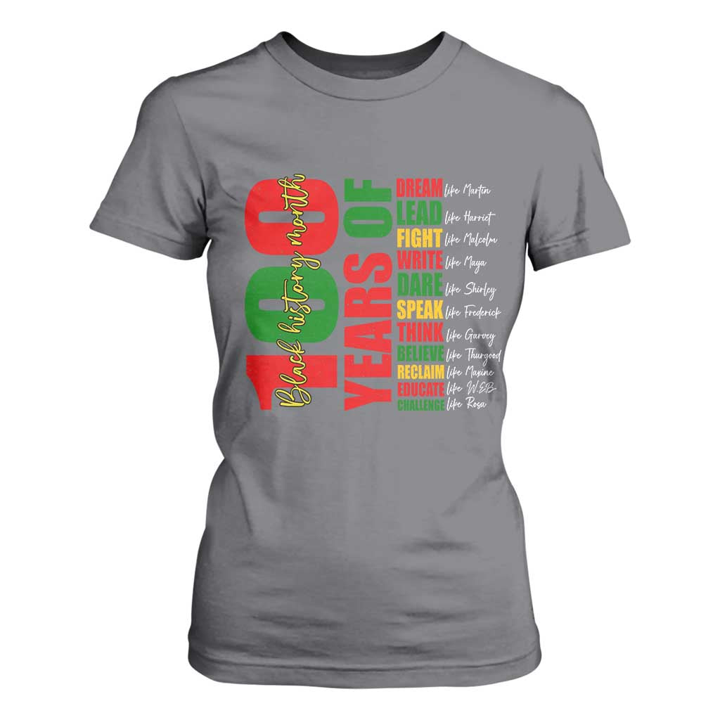 100 Years Of Black History T Shirt For Women African American Historical Figures African American Teacher TS11 Charcoal Print Your Wear