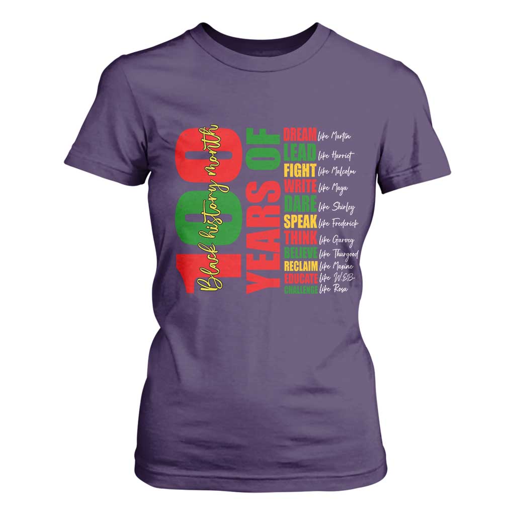 100 Years Of Black History T Shirt For Women African American Historical Figures African American Teacher TS11 Purple Print Your Wear