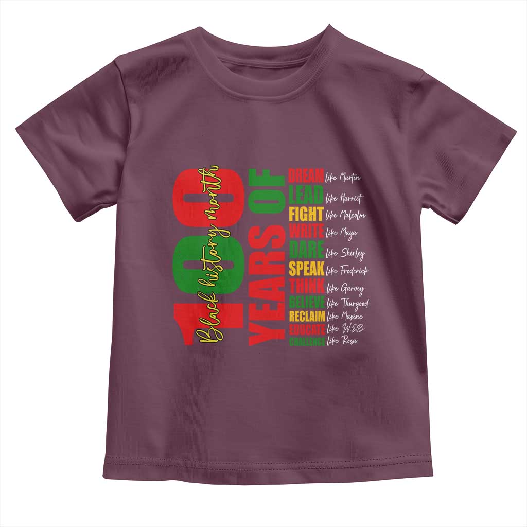 100 Years Of Black History Toddler T Shirt African American Historical Figures African American Teacher TS11 Maroon Print Your Wear