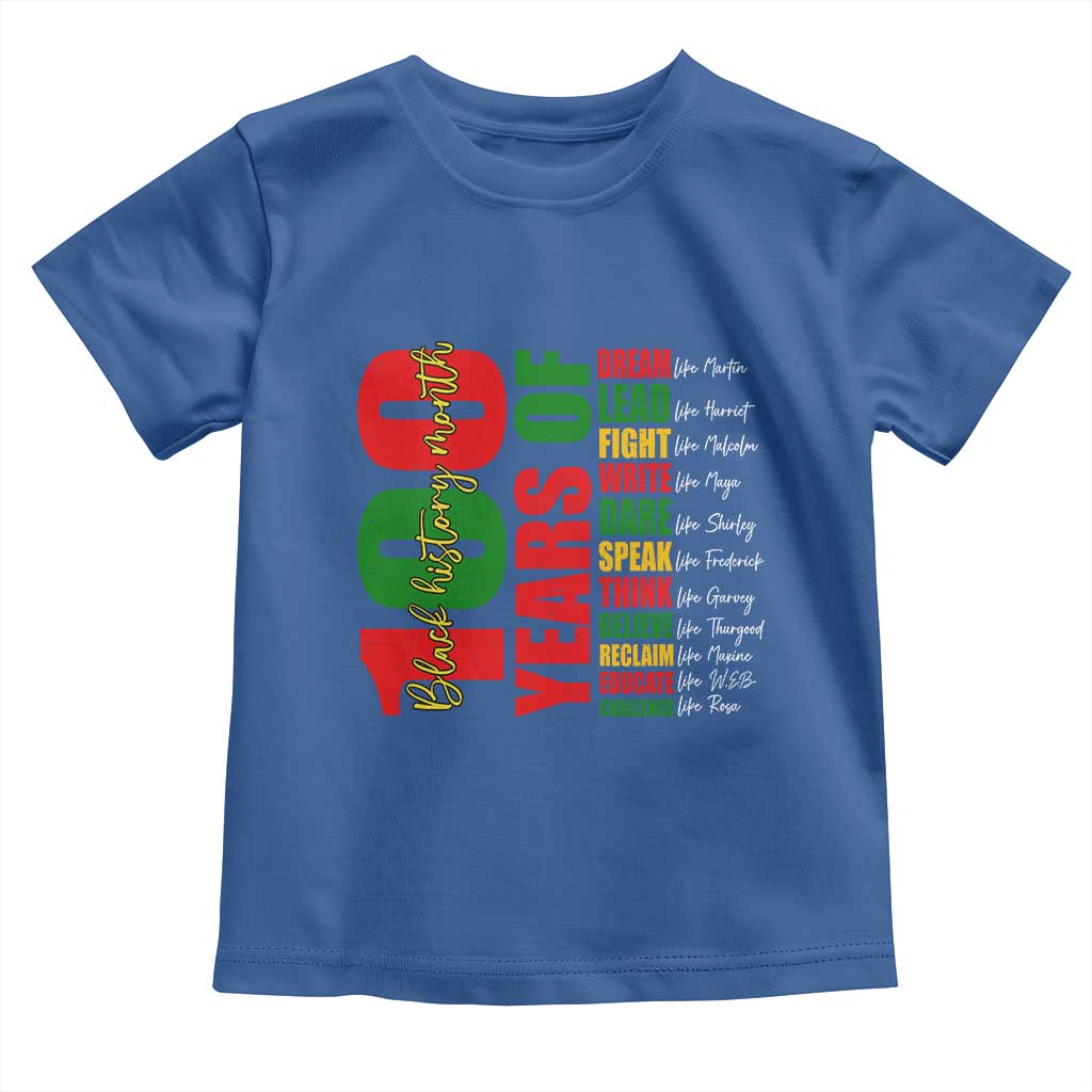 100 Years Of Black History Toddler T Shirt African American Historical Figures African American Teacher TS11 Royal Blue Print Your Wear