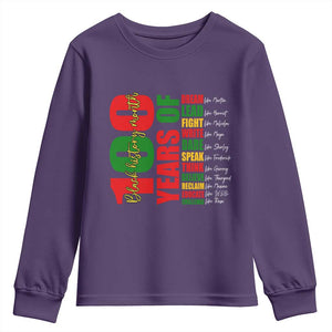 100 Years Of Black History Youth Sweatshirt African American Historical Figures African American Teacher TS11 Purple Print Your Wear