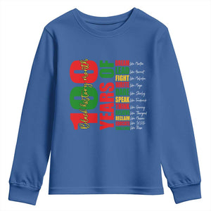 100 Years Of Black History Youth Sweatshirt African American Historical Figures African American Teacher TS11 Royal Blue Print Your Wear