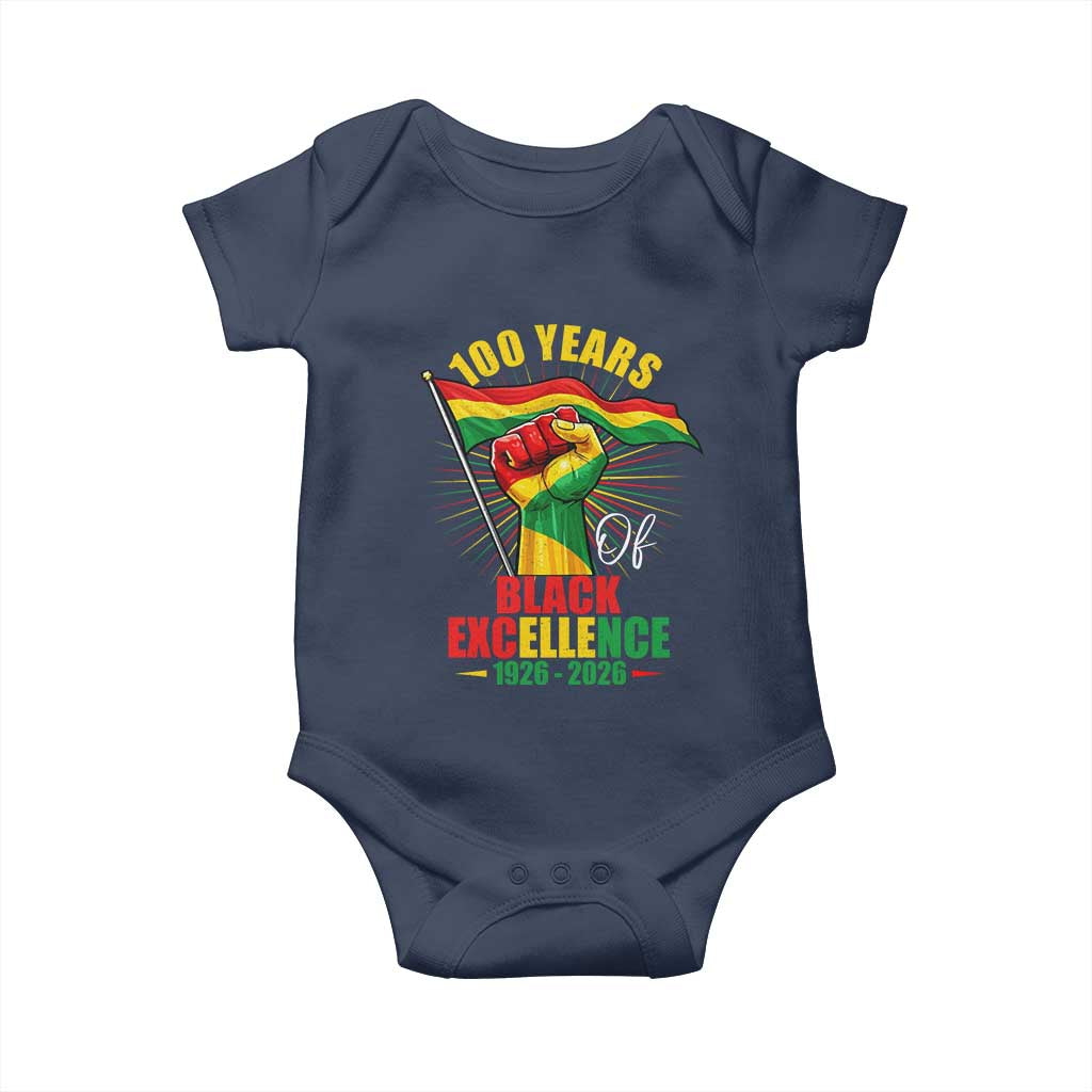 100 Years Of Black Excellence Baby Onesie Centennial Black History Month TS11 Navy Print Your Wear