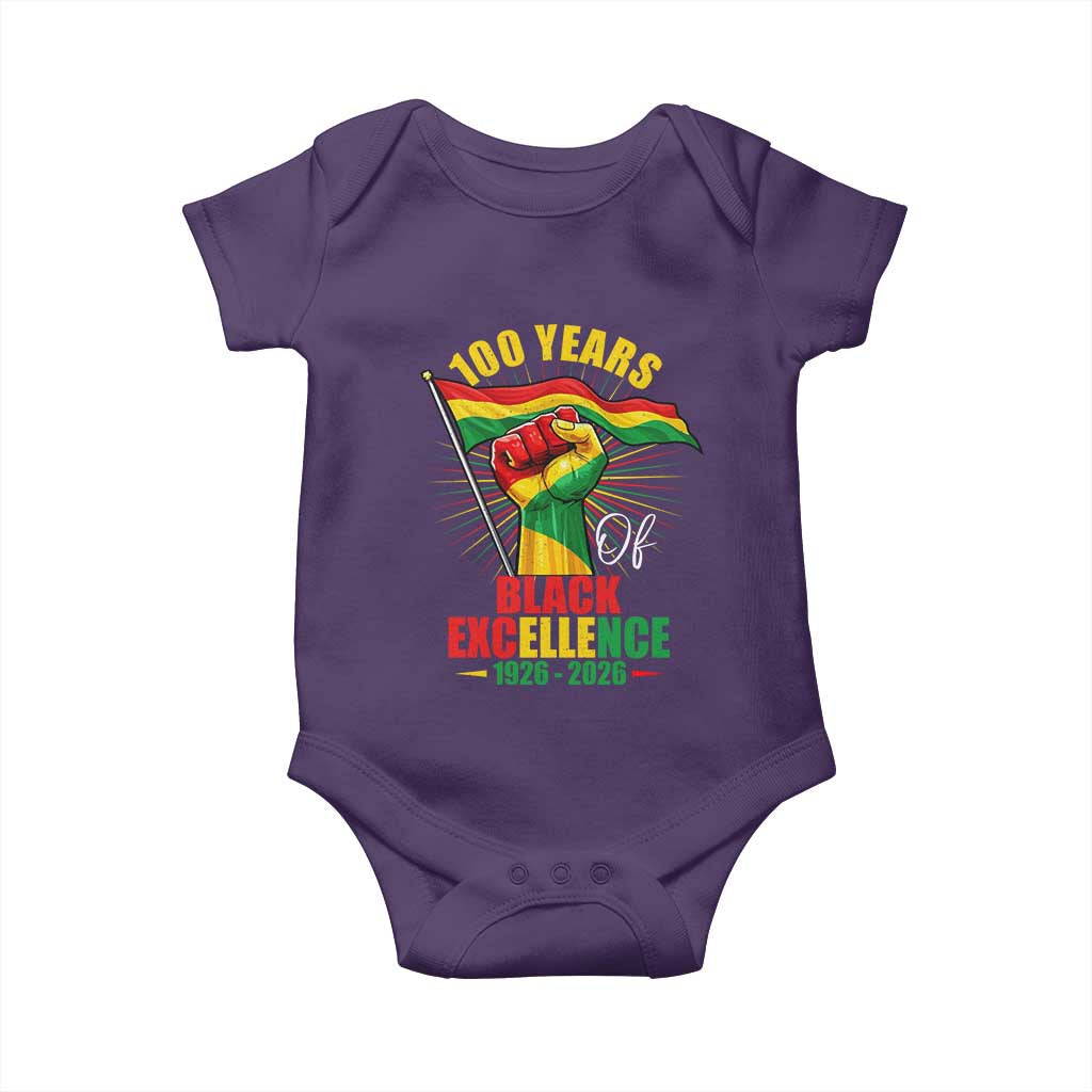 100 Years Of Black Excellence Baby Onesie Centennial Black History Month TS11 Purple Print Your Wear