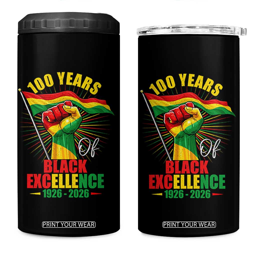 100 Years Of Black Excellence 4 in 1 Can Cooler Tumbler Centennial Black History Month TS11 One Size: 16 oz Black Print Your Wear