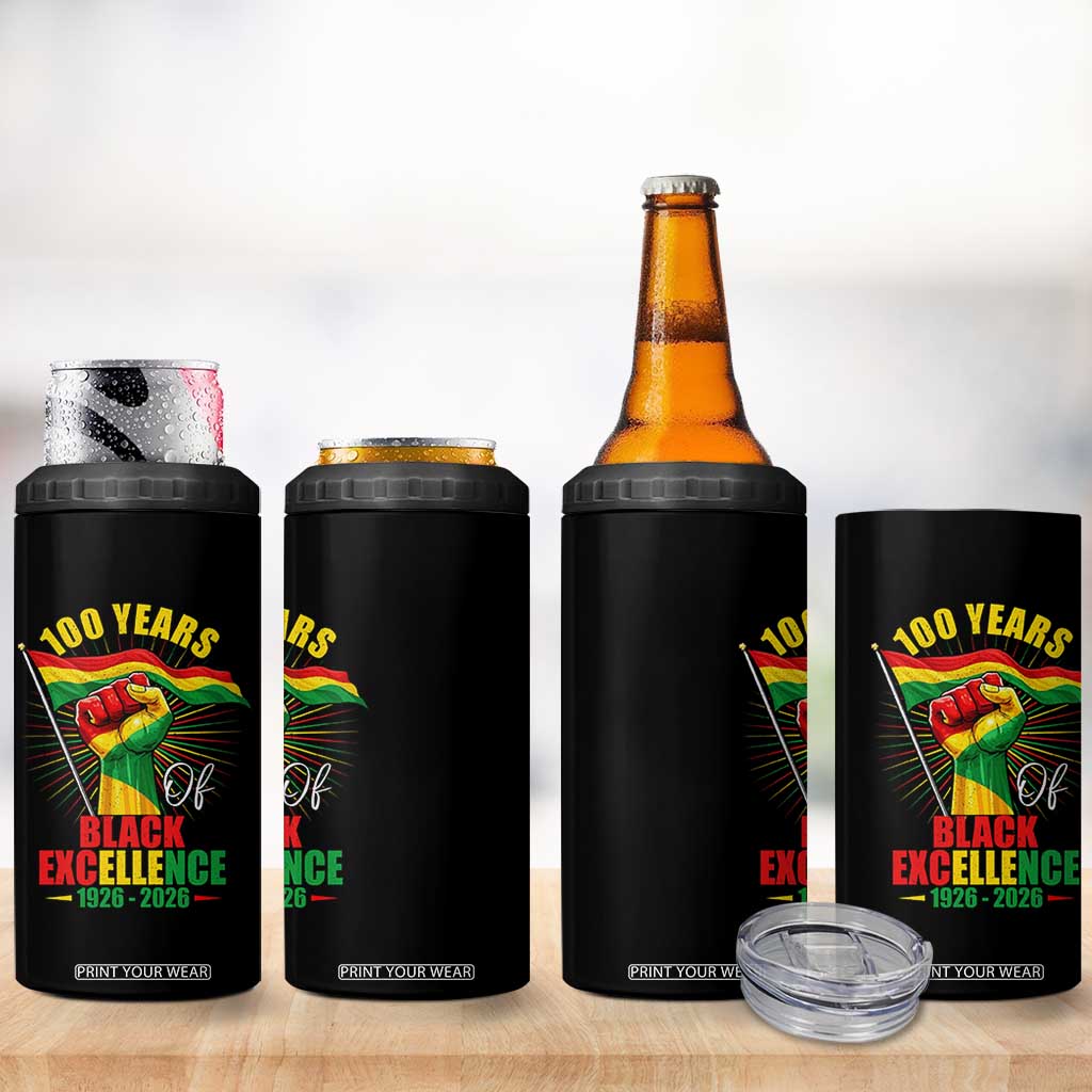 100 Years Of Black Excellence 4 in 1 Can Cooler Tumbler Centennial Black History Month TS11 Print Your Wear