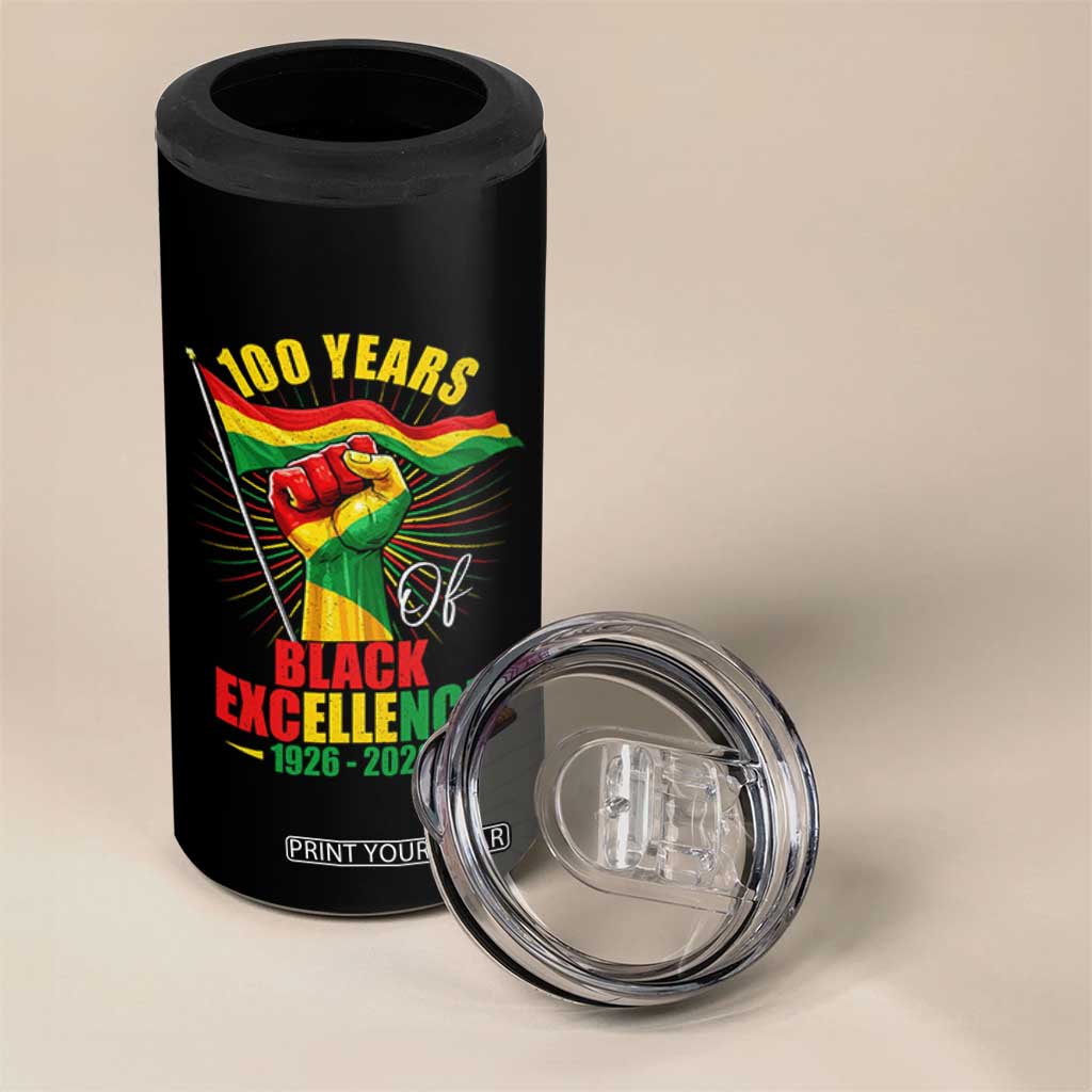 100 Years Of Black Excellence 4 in 1 Can Cooler Tumbler Centennial Black History Month TS11 Print Your Wear