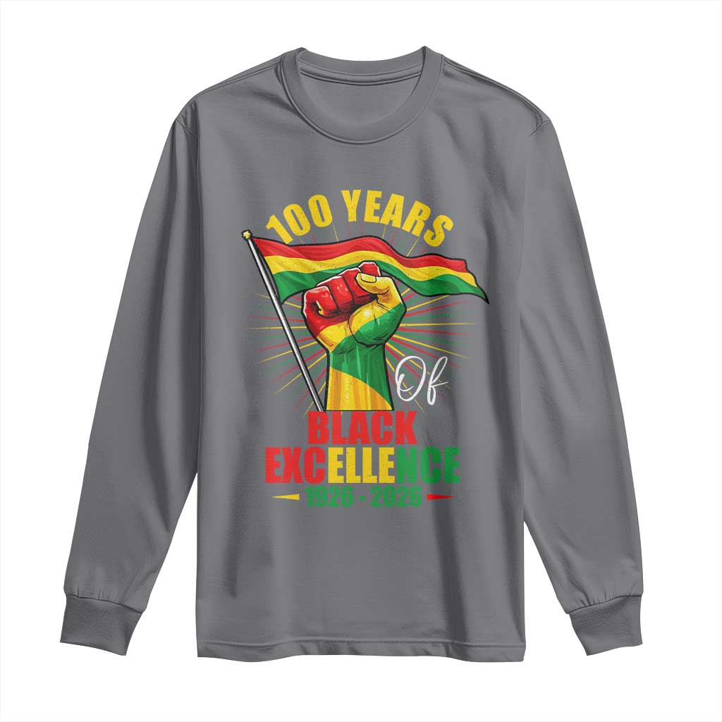 100 Years Of Black Excellence Long Sleeve Shirt Centennial Black History Month TS11 Charcoal Print Your Wear