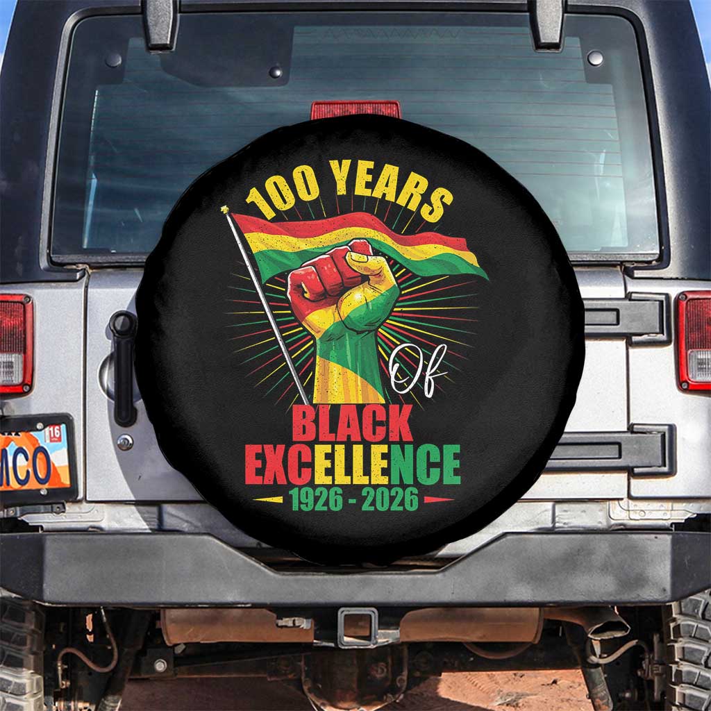 100 Years Of Black Excellence Spare Tire Cover Centennial Black History Month TS11 No hole Black Print Your Wear