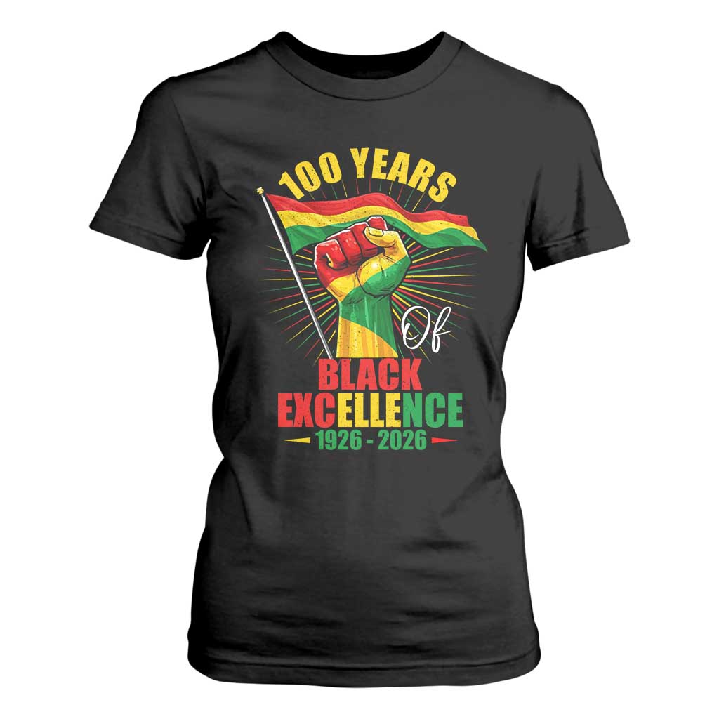 100 Years Of Black Excellence T Shirt For Women Centennial Black History Month TS11 Black Print Your Wear