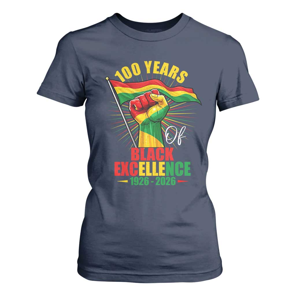 100 Years Of Black Excellence T Shirt For Women Centennial Black History Month TS11 Navy Print Your Wear