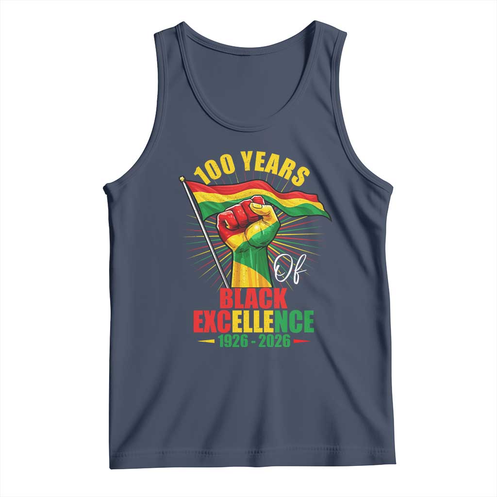 100 Years Of Black Excellence Tank Top Centennial Black History Month TS11 Navy Print Your Wear