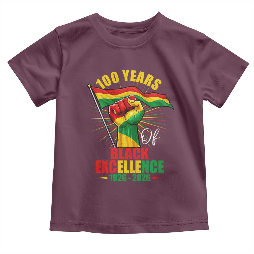 100 Years Of Black Excellence Toddler T Shirt Centennial Black History Month TS11 Maroon Print Your Wear