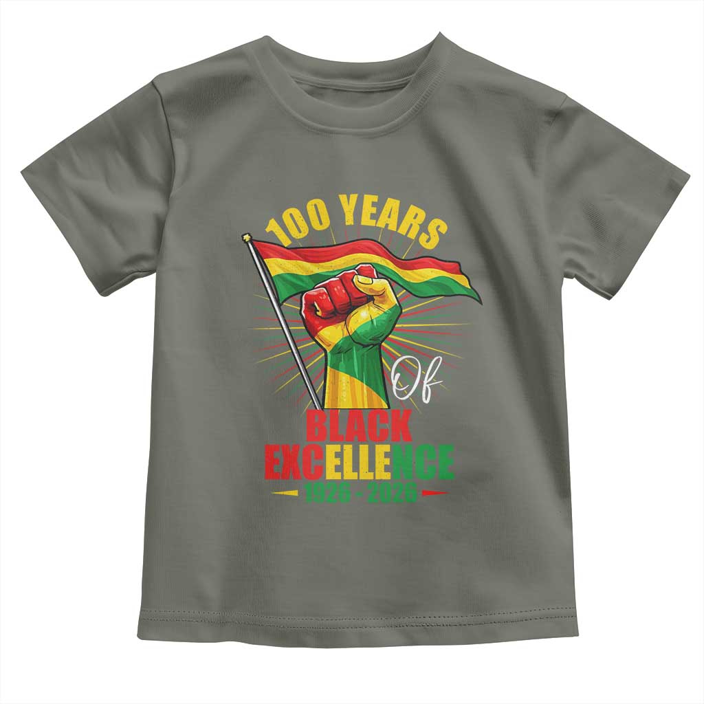 100 Years Of Black Excellence Toddler T Shirt Centennial Black History Month TS11 Military Green Print Your Wear