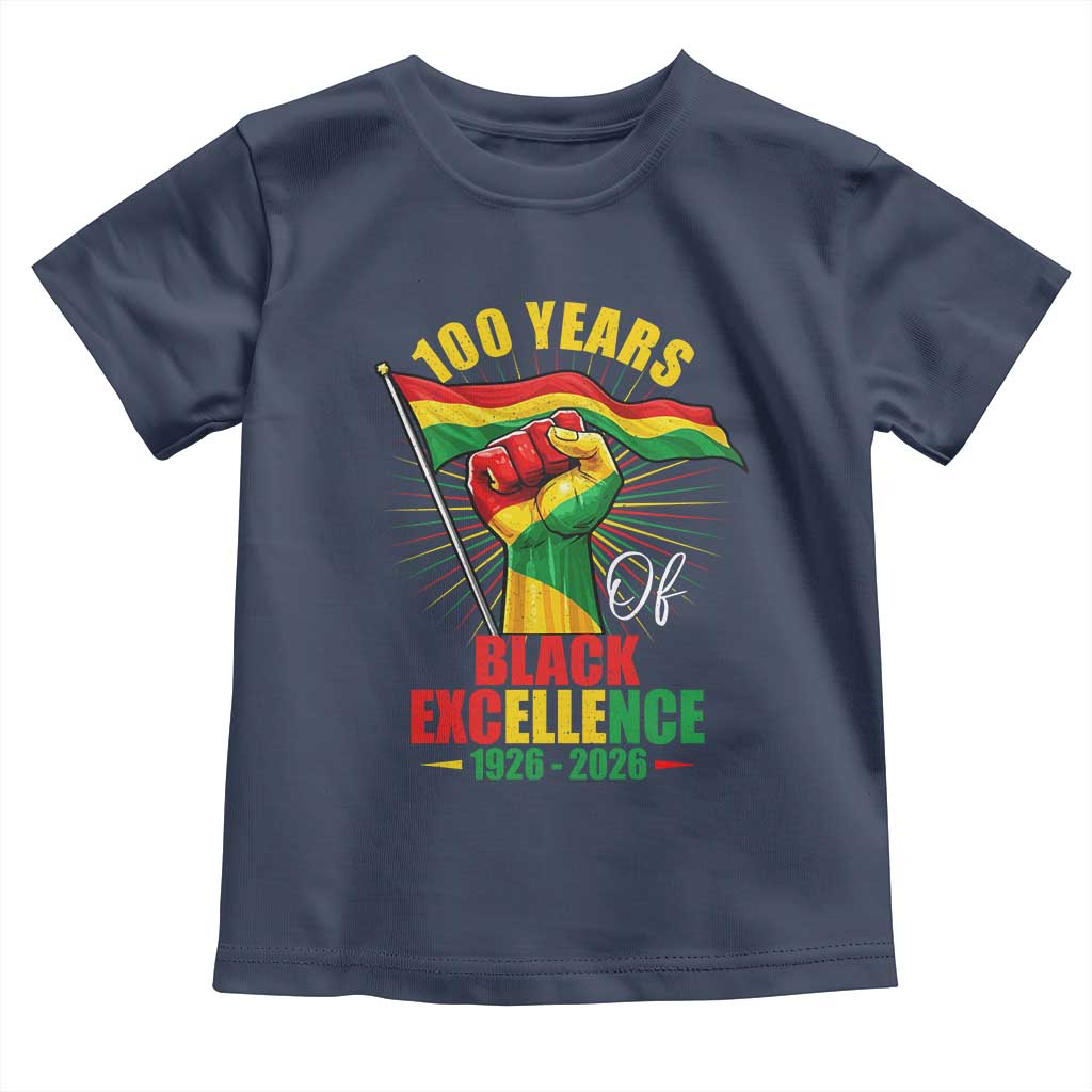 100 Years Of Black Excellence Toddler T Shirt Centennial Black History Month TS11 Navy Print Your Wear