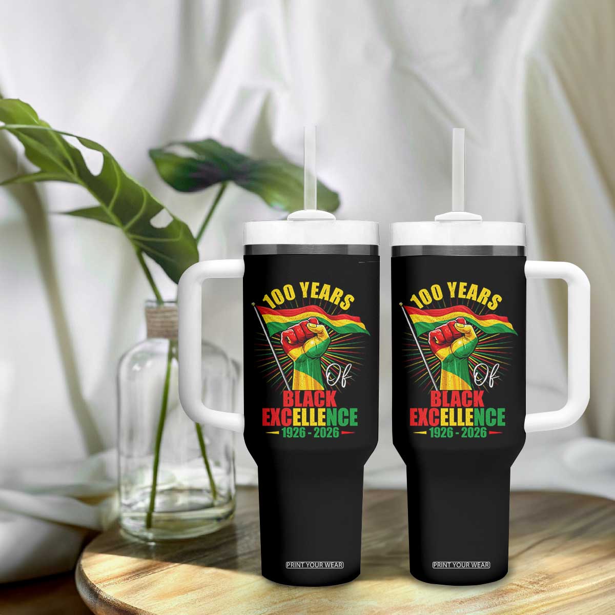 100 Years Of Black Excellence Tumbler With Handle Centennial Black History Month TS11 Print Your Wear