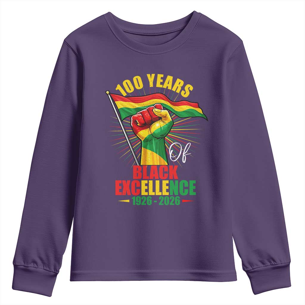 100 Years Of Black Excellence Youth Sweatshirt Centennial Black History Month TS11 Purple Print Your Wear
