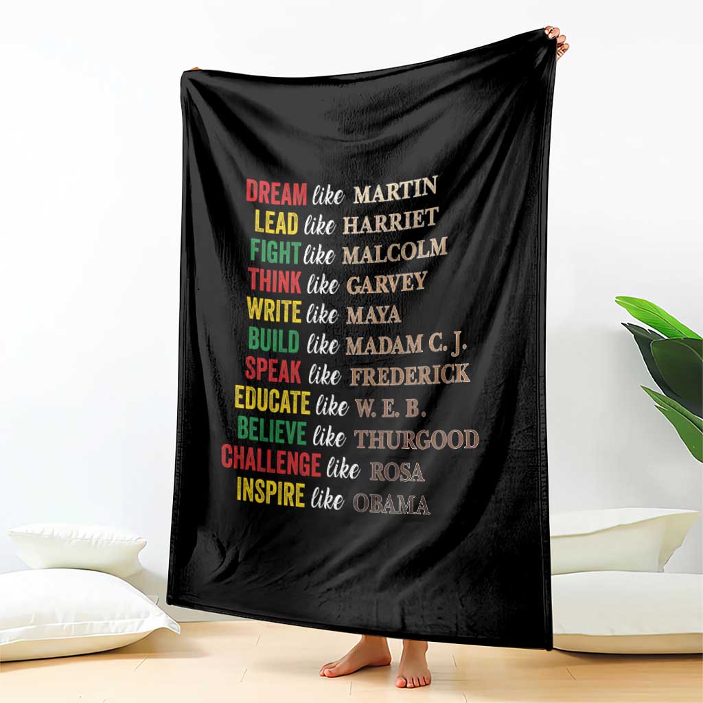 Black History Dream Like Martin Lead Like Harriet Throw Blanket African American Leaders TS11 Print Your Wear