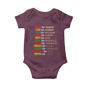 Black History Dream Like Martin Lead Like Harriet Baby Onesie African American Leaders TS11 Maroon Print Your Wear