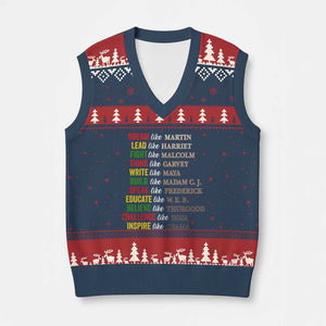 Black History Dream Like Martin Lead Like Harriet V-Neck Knit Sweater Vest African American Leaders TS11 Navy Red Print Your Wear